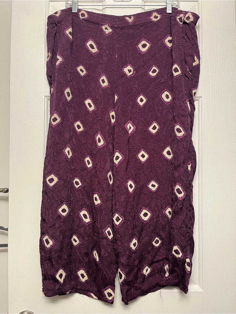 Midnight Velvet Plum Textured Top with Cream Geometric Accents